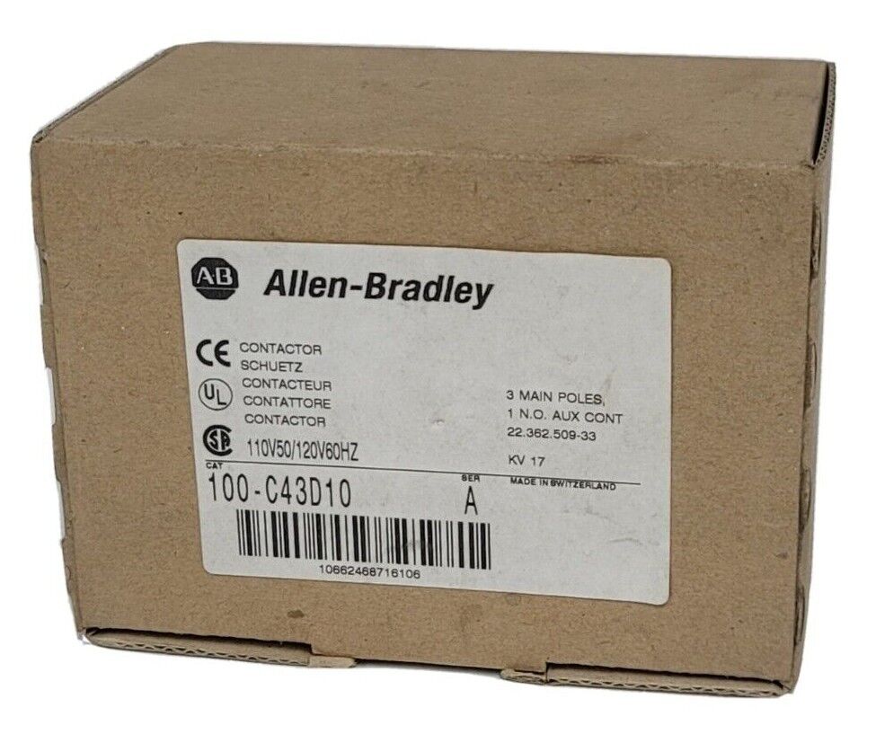 NEW ALLEN BRADLEY 100-C43D10 /A CONTACTOR 3POLE 50/60Hz 100C43D10