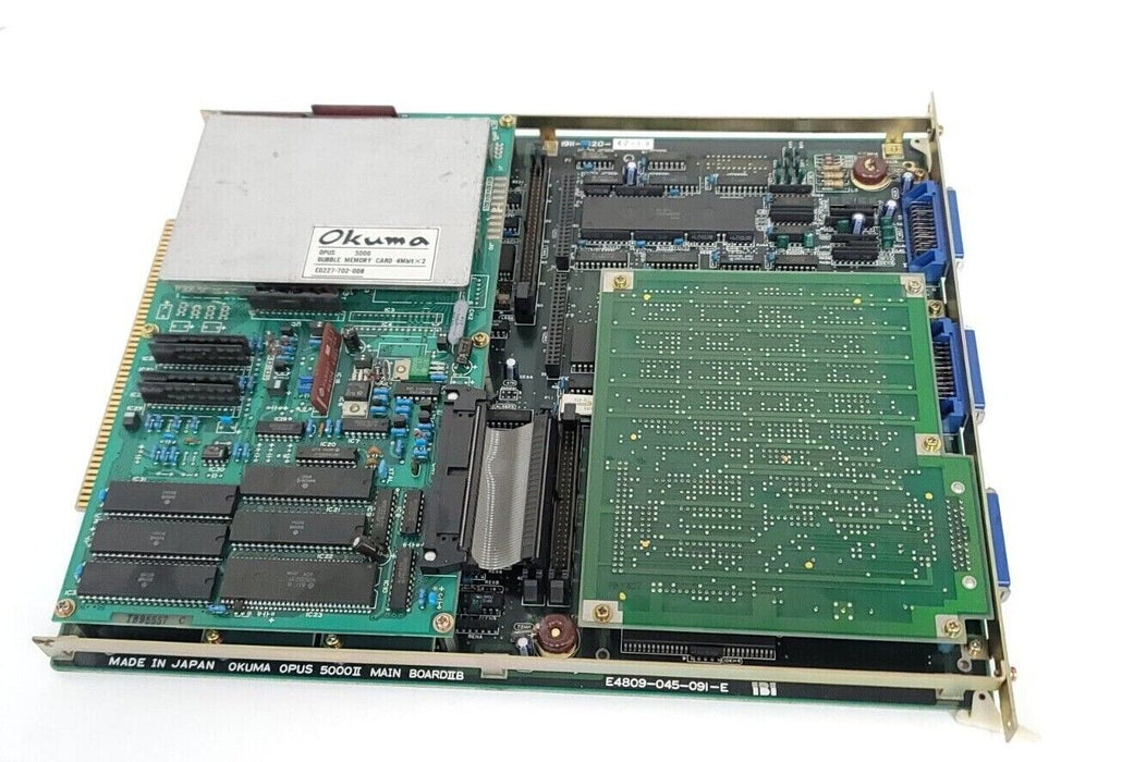 OKUMA E4809-045-091-E OPUS 5000 MAIN BOARD W/ E0227-702-008 BUBBLE MEMORY