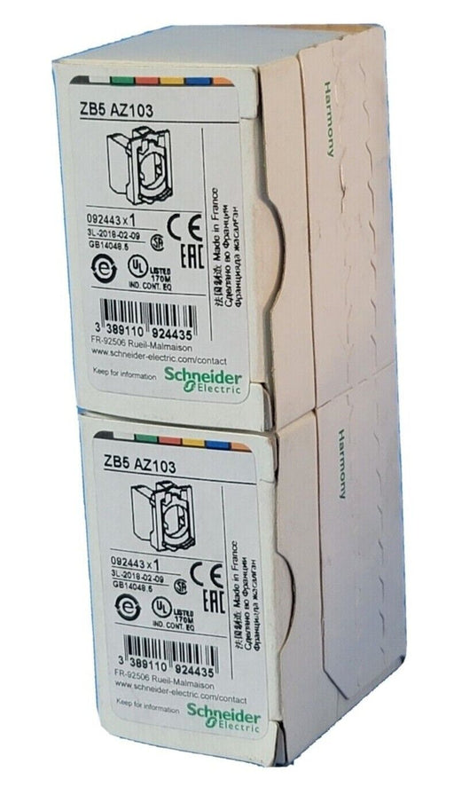 LOT OF 2 NIB SCHNEIDER ELECTRIC ZB5AZ103 CONTACT BLOCKS