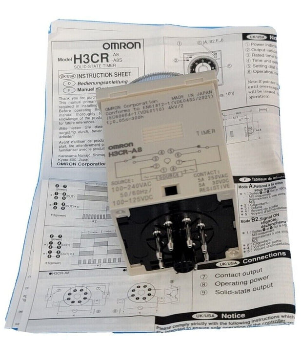 NIB OMRON H3CR-A8 SOLID-STATE TIMER 1.2S TO 300H