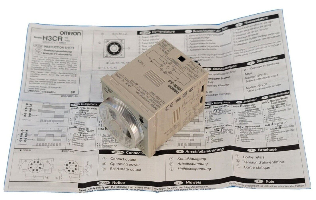 NIB OMRON H3CR-A8 SOLID-STATE TIMER 1.2S TO 300H