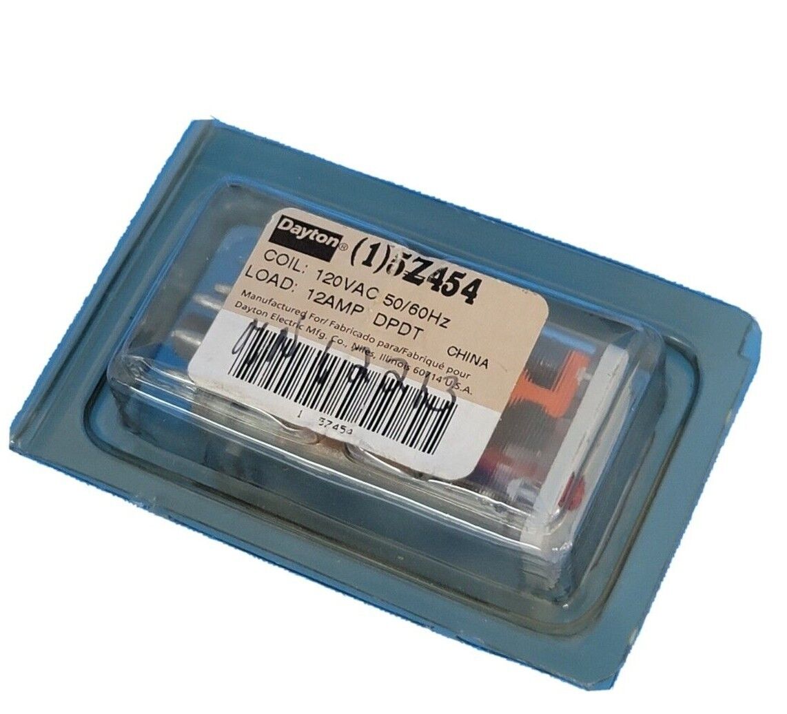 NIB DAYTON 5Z454 RELAY 8-PIN 120VAC 50/60HZ, 12AMP DPDT