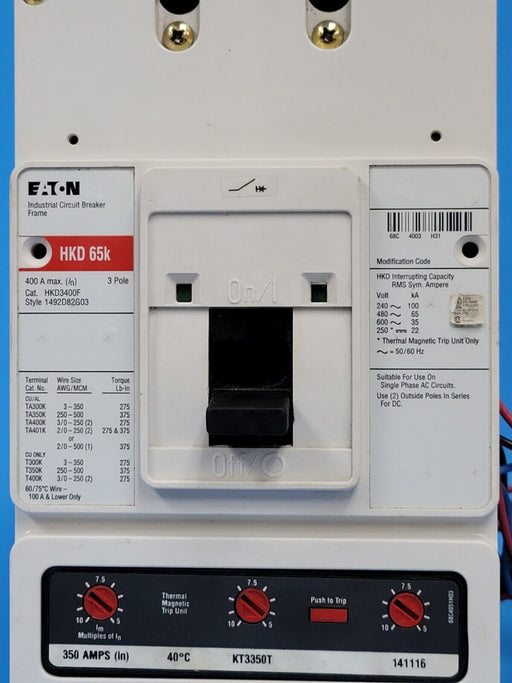 EATON CUTLER HAMMER HKD3400F CIRCUIT BREAKER STYLE 1492D82G03, N05NFXRS3A