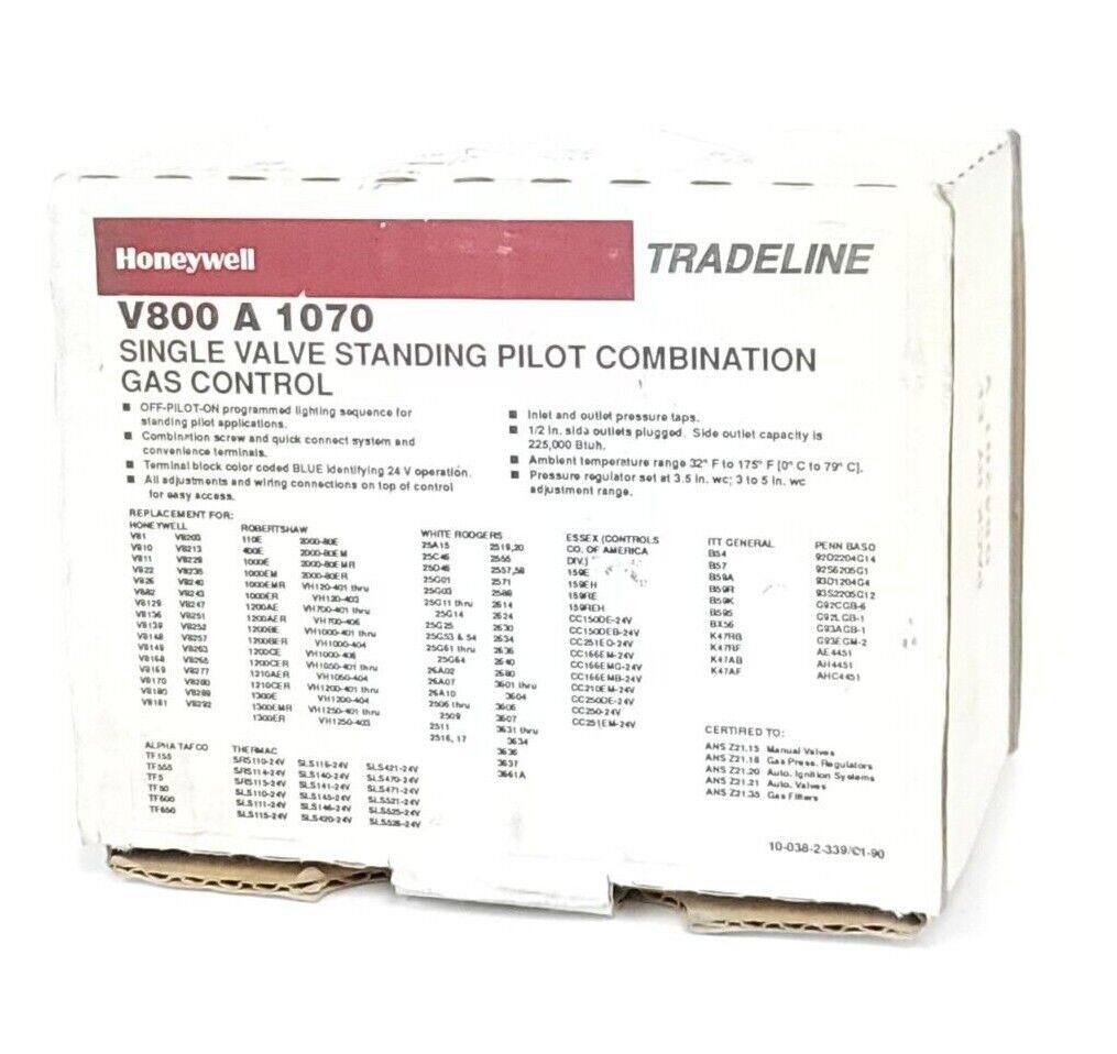 NEW HONEYWELL V800-A-1070 SINGLE VALVE COMBINATION GAS CONTROL V800A1070