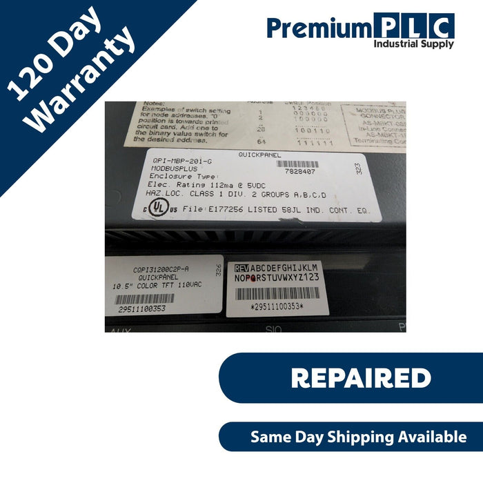 GE FANUC TOTAL CONTROL CQPI31200C2P-A QUICKPANEL W/ QPI-MBP-201-G MODBUSPLUS