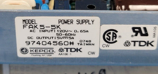NEW KEPCO TDK FAK5-5K POWER SUPPLY 120V 50/60Hz FAK55K