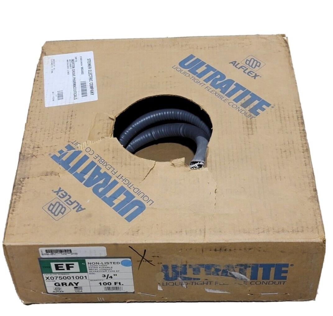 NEW ULTRATITE X075001001 TYPE EF GRAY LIQUID-TIGHT EXTRA FLEXIBLE CONDUIT *75FT