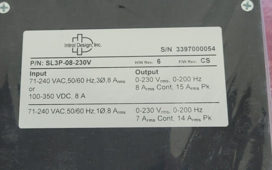 NEW INTROL DESIGN SL3P-08-230V SL3 ServoLoc 3 SERVO CONTROLLER SL3P082 ...