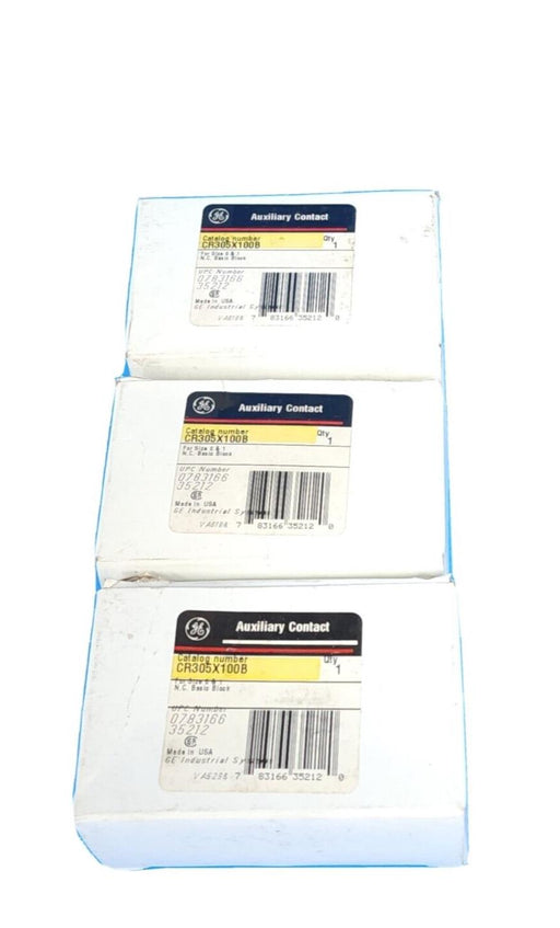 LOT OF 3 NEW GENERAL ELECTRIC CR305X100B AUXILIARY CONTACTS FOR SIZE 0 & 1