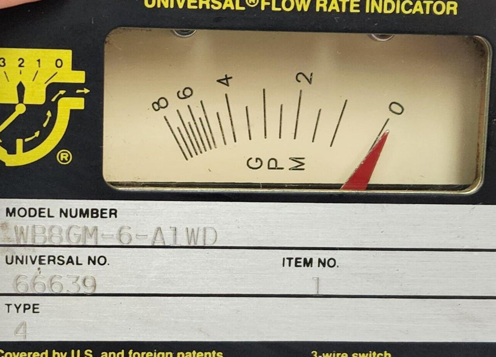 NEW UFM WB8GM-6-A1WD / WB8GM6A1WD UNIVERSAL FLOW RATE INDICATOR 66639 TYPE 4