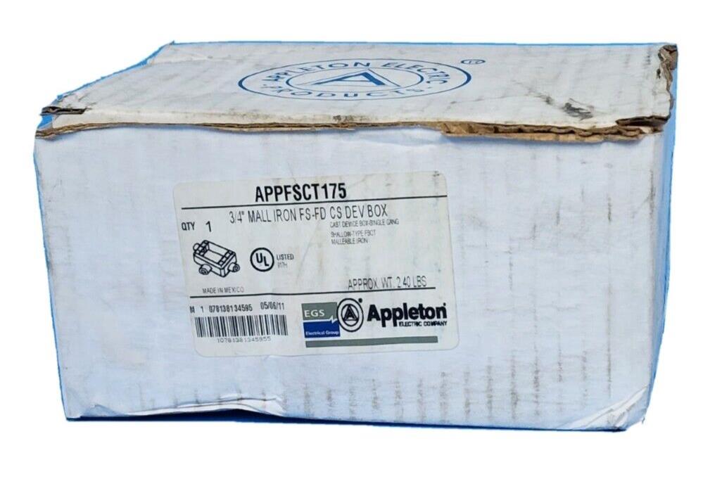 NEW EGS APPLETON APPFSCT175 3/4'' MALLABLE IRON FS-FD CS DEV BOX