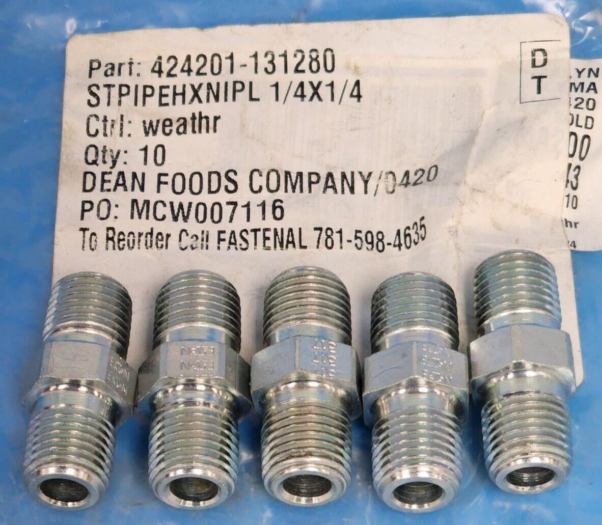 LOT OF 5 NEW ROXROTH 424201-131280 1/4  x 1/4  NIPPLES