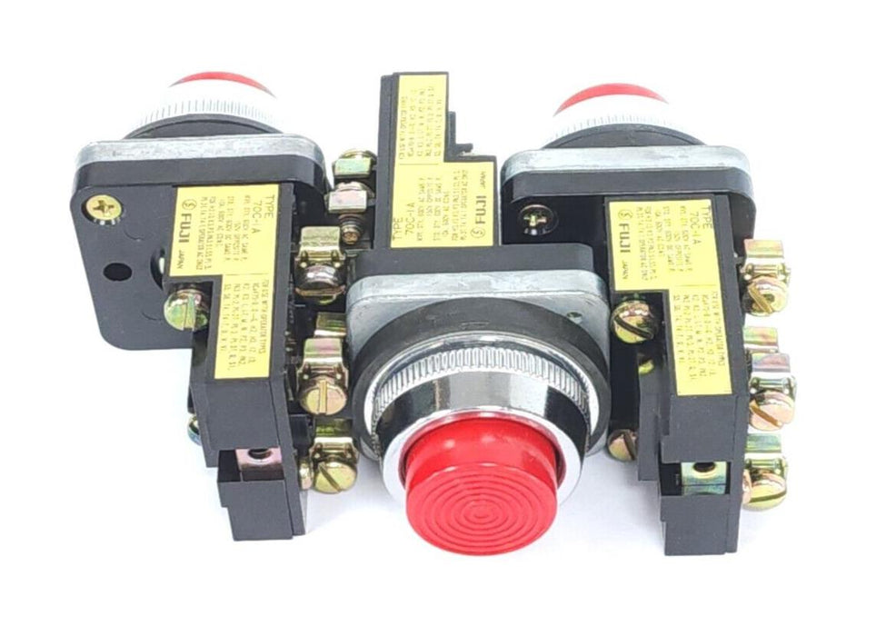 LOT OF 3 FUJI ELECTRIC 70C-IA / 70CIA RED PUSH BUTTON CONTACT BLOCKS 600V
