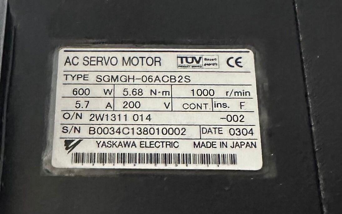 NEW YASKAWA SGMGH-06ACB2S / SGMGH06ACB2S AC SERVO MOTOR 5.68Nm 5.7A UTSIH-B17CC