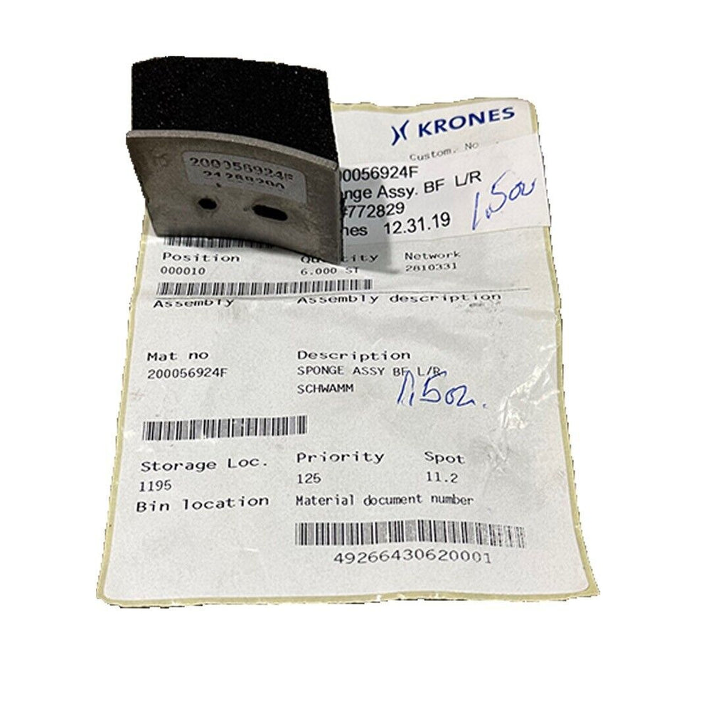 NEW KRONES 200056924F SPONGE ASSEMBLY BF L/R 21268290