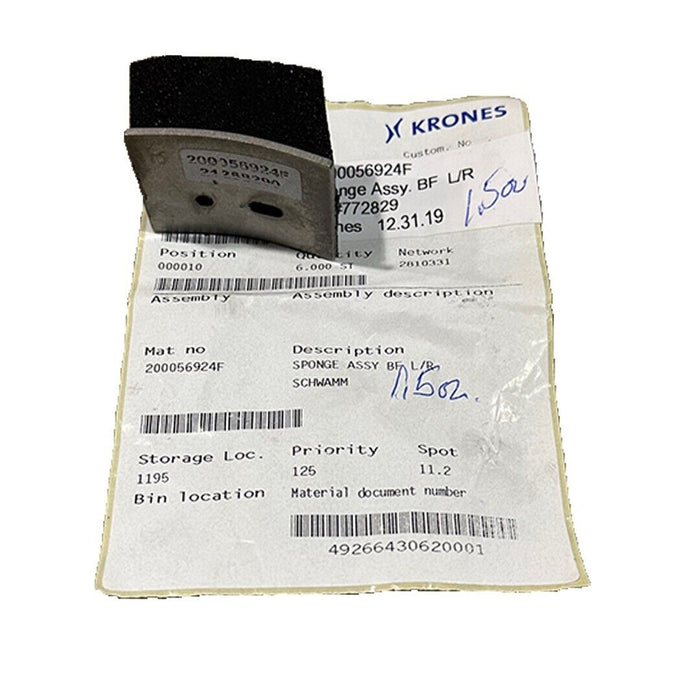 NEW KRONES 200056924F SPONGE ASSEMBLY BF L/R 21268290