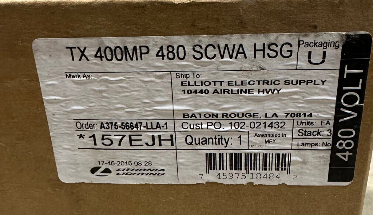 NEW LITHONIA LIGHTING TX-400M-P480-SCWA-HSG / TX400MP480SCWAHSG BALLAST 157EJH