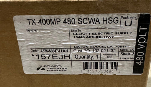 NEW LITHONIA LIGHTING TX-400M-P480-SCWA-HSG / TX400MP480SCWAHSG BALLAST 157EJH