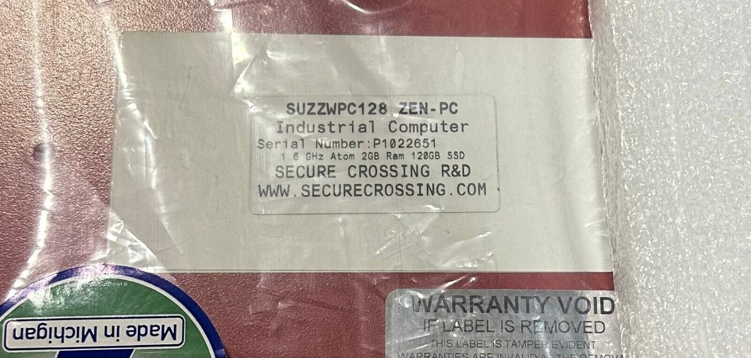 NEW SECURE CROSSING SUZZWPC128 ZEN-PC INDUSTRIAL COMPUTER ZENWALL-10 ACM