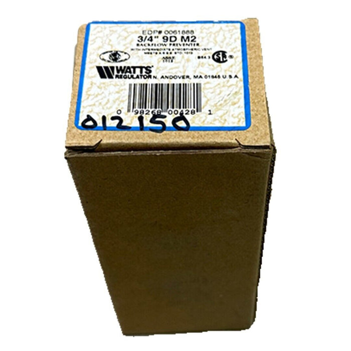 NEW WATTS 0061888 3/4'' 9D M2 BACKFLOW PREVENTER DUAL CHECK VALVE