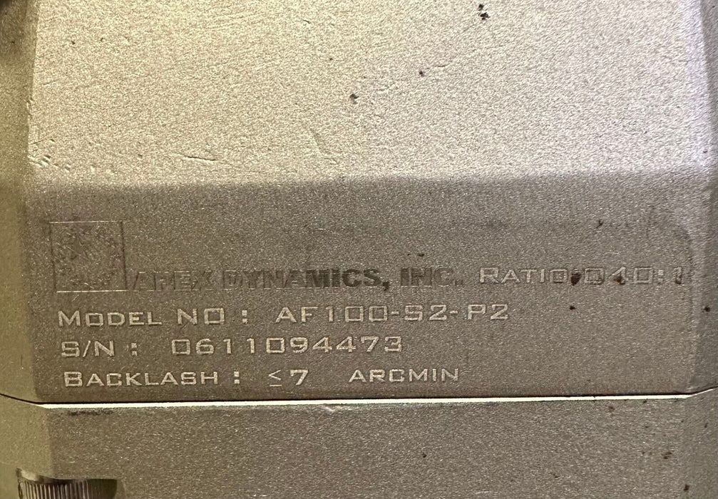 NEW APEX DYNAMINCS AF100-040-S2-P2 / AF100040S2P2 GEARBOX 40:1 RATIO AF100-S2-P2