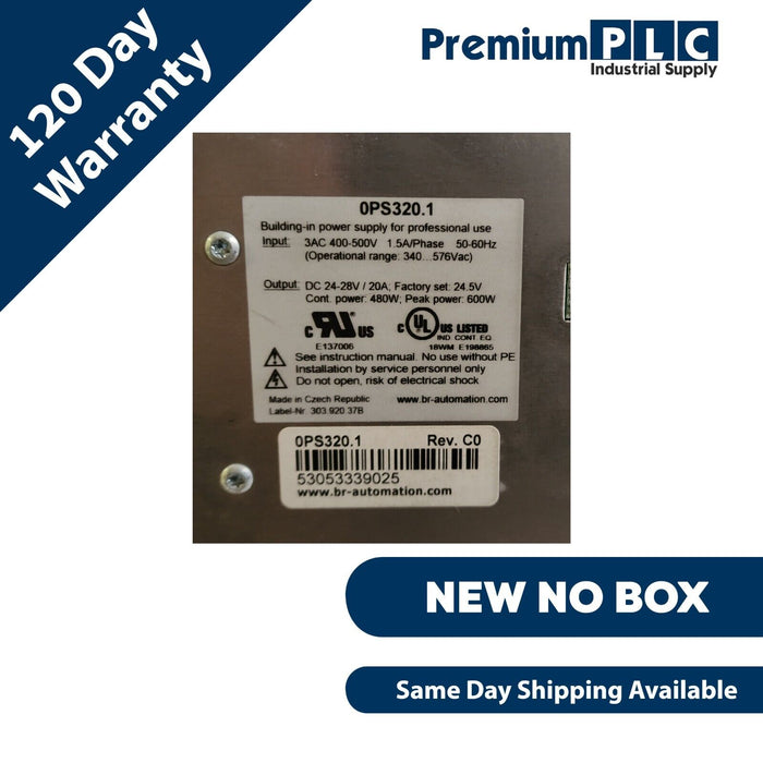 NEW B&R 0PS320.1 / OPS320.1 REV. C0 ACOPOS POWER SUPPLY 24VDC, 3-PHASE, 20A