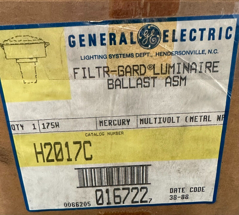 NEW GENERAL ELECTRIC H2017C FILTR-GARD LUMINAIRE BALLAST 175W MULTI-VOLT