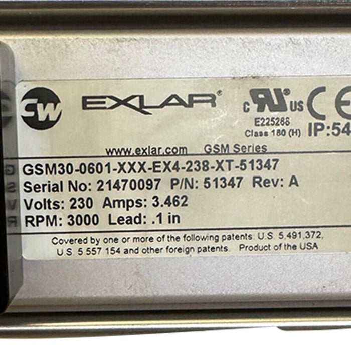 CW EXLAR GSM30-0601-XXX-EX4-238-XT-51347 SERVO ACTUATOR 51347 REV. A GSM SERIES