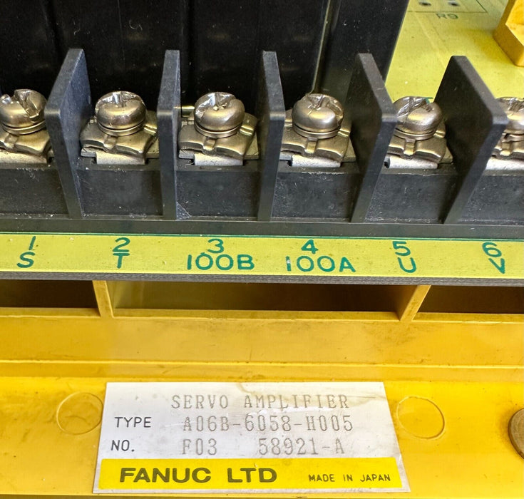 FANUC A06B-6058-H005 / A06B6058H005 SERVO AMPLIFIER A20B-1003-0090/02/06B