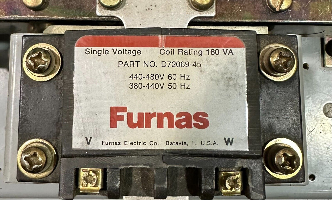 FURNAS 40KB32A /B SIZE 5 CONTACTOR 270A 600VAC W/ D72069-45 COIL 160VA