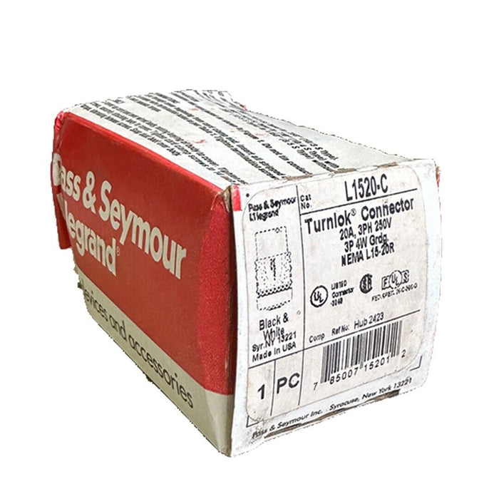 NEW PASS & SEYMOUR L1520-C / L1520C Turnlok CONNECTOR 20A 3PH 250V BLACK & WHITE