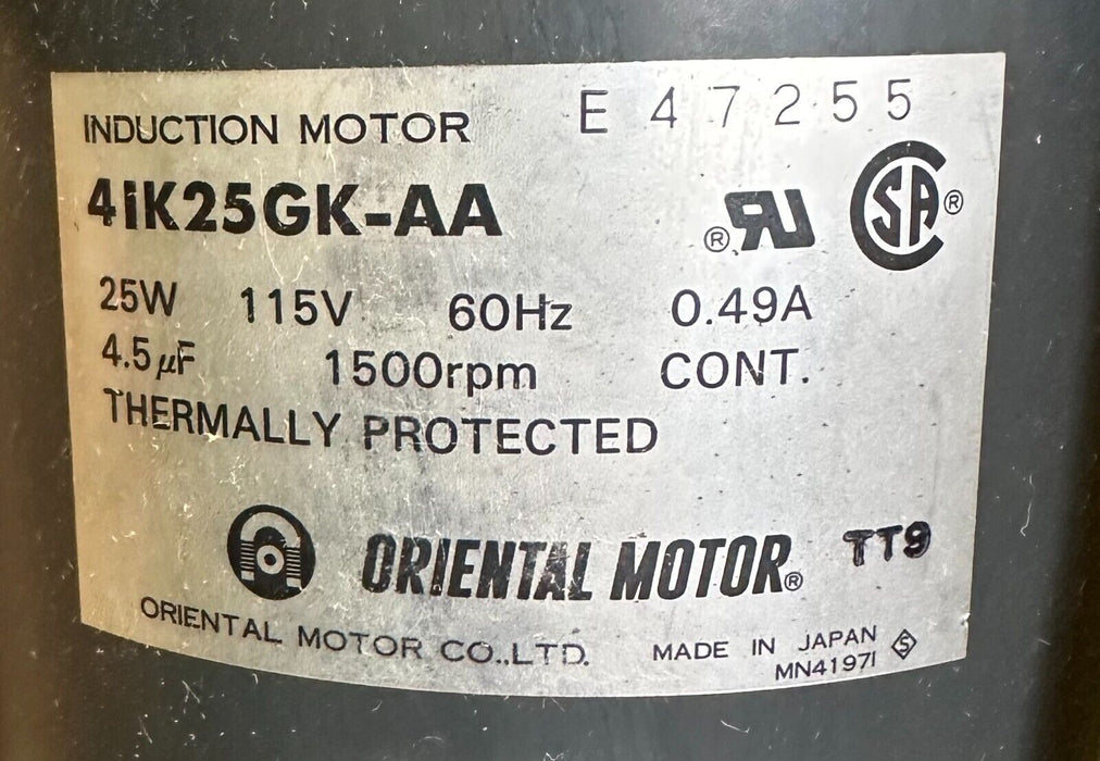 NEW ORIENTAL MOTOR 4IK25GK-AA / 4IK25GKAA INDUCTION MOTOR 25W 60Hz .49A 115V