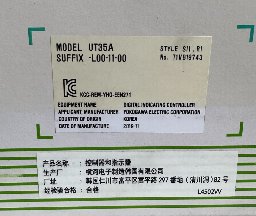 NEW YOKOGAWA UT35A-L00-11-00 / UT35AL001100 DIGITAL INDICATING CONTROLLER UT35A