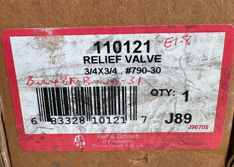 NEW BELL & GOSSETT 110121 RELIEF VALVE 3/4''x3/4'' 30PSI 790-30 / 79030