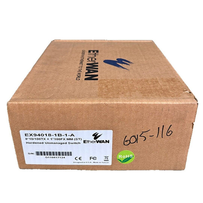 NEW EtherWAN EX94018-1B-1-A / EX940181B1A HARDENED UNMANAGED SWITCH 9-PORT