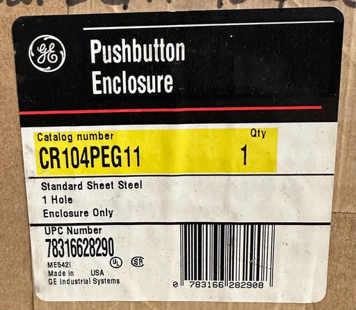 NEW SEALED GENERAL ELECTRIC CR104PEG11 PUSHBUTTON ENCLOSURE 1-HOLE STANDARD