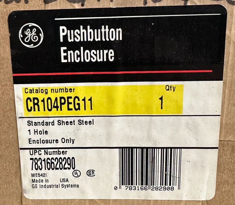 NEW SEALED GENERAL ELECTRIC CR104PEG11 PUSHBUTTON ENCLOSURE 1-HOLE STANDARD