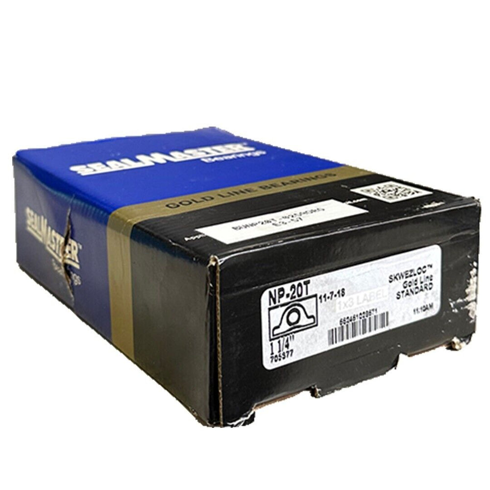 NEW SEALMASTER NP-20T / NP20T SKWEZLOC GOLD LINE PILLOW BLOCK BEARING 1-1/4''