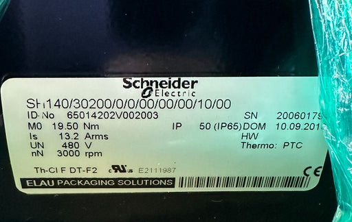 NEW SCHNEIDER SH140/30200/0/0/00/00/00/10/00 SERVO MOTOR SH31402P02A2000 19.5Nm