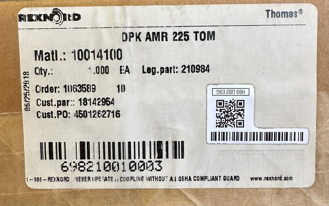 NEW REXNORD 10014100 DPK AMR 225 TOM DISC COUPLING 210984 THOMAS 18142954