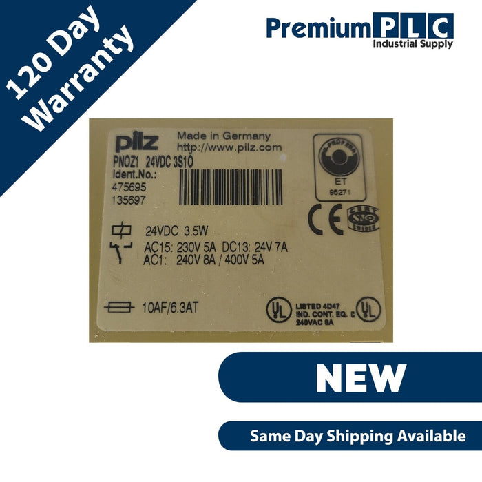 NEW PILZ PNOZ-1-24VDC-3S1O SAFETY CONTROL RELAY 24V 3.5W 475695 PNOZ124VDC3S1O