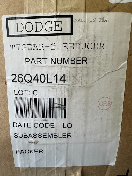 NEW BALDOR DODGE 26Q40L14 TIGEAR-2 GEAR REDUCER 40:1 RATIO 1.55HP 1750RPM