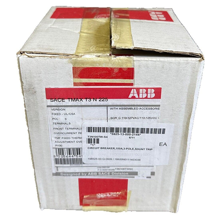 NEW ABB SACE T3N100TWS4 SACE Tmax T3 N 225 / TmaxT3N225 CIRCUIT BREAKER 100A 3-P