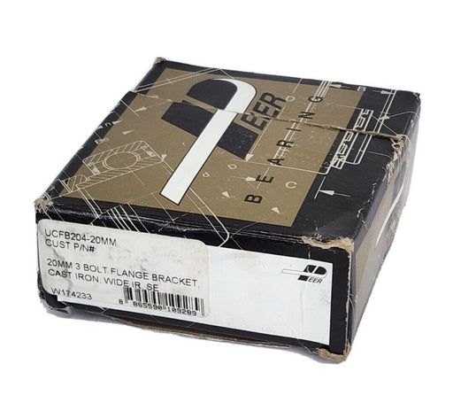 NIB PEER UCFB204-20MM FLANGED BEARING 20MM 3-BOLT FLANGE BRACKET