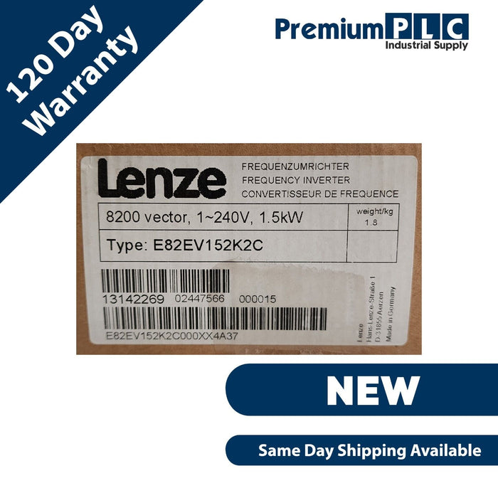 NEW LENZE E82EV152K2C 8200 VECTOR FREQUENCY INVERTER 1.5kW E82EV152K2C000XX4A37
