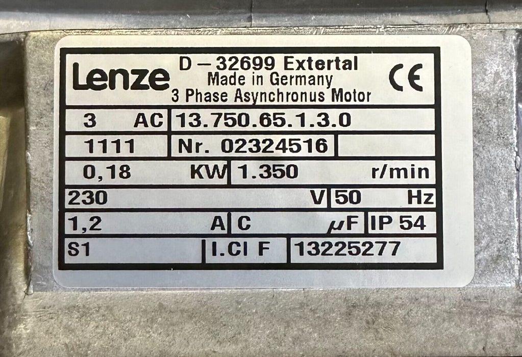 NEW LENZE 13.750.65.1.3.0 3-PHASE ASYNCHRONUS MOTOR 0.18kW 02324516 13225277