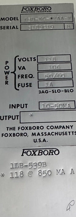 FOXBORO 63U-EC-OHAA-F / 63UECOHAAF ALARM MODULE FOR HI-LINE SYSTEM 1LB-539B