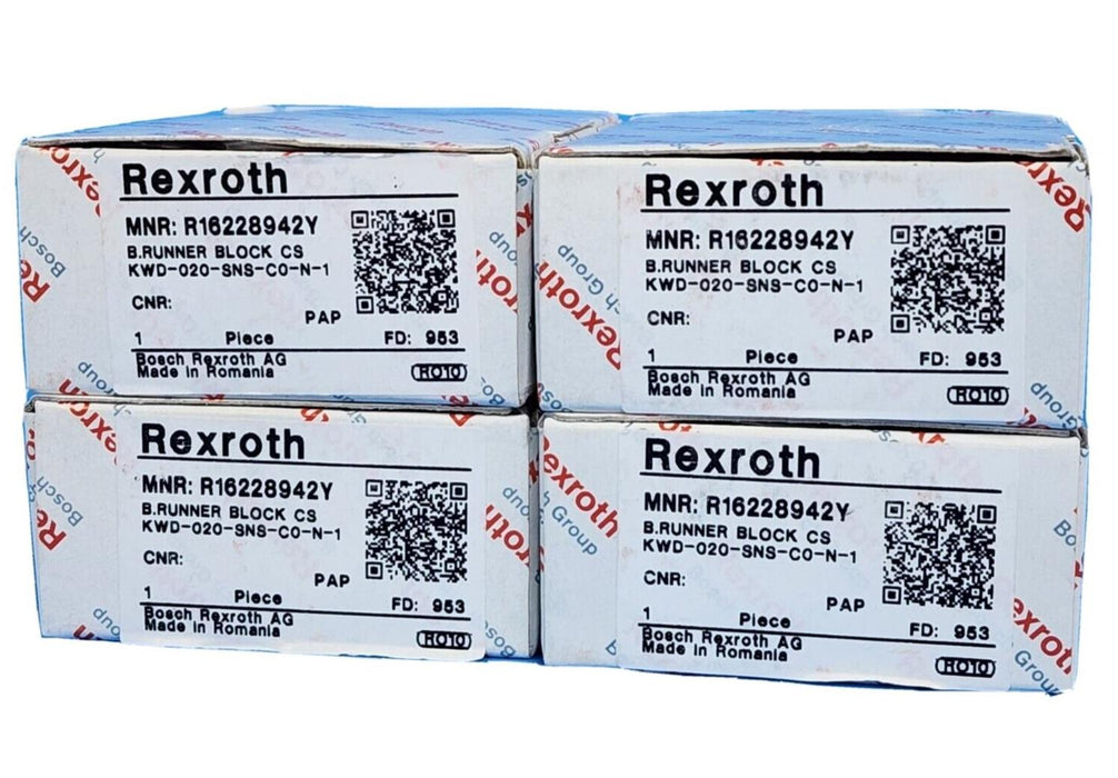 LOT OF 4 NIB REXROTH R16228942Y LINEAR RUNNER BLOCKS KWD-020-SNS-C0-N-1