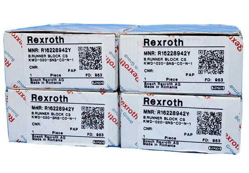 LOT OF 4 NIB REXROTH R16228942Y LINEAR RUNNER BLOCKS KWD-020-SNS-C0-N-1