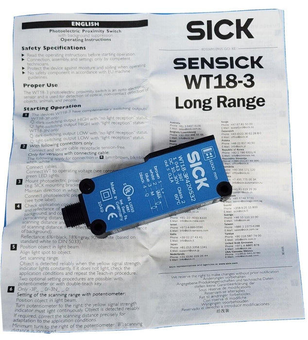 NIB SICK WT18-3P420S32 PHOTOELECTRIC PROXIMITY SENSOR 1043397